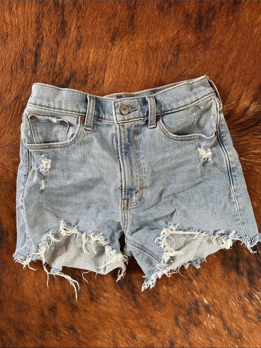 Abercrombie & Fitch Light Blue Distressed Denim Cutoff Shorts